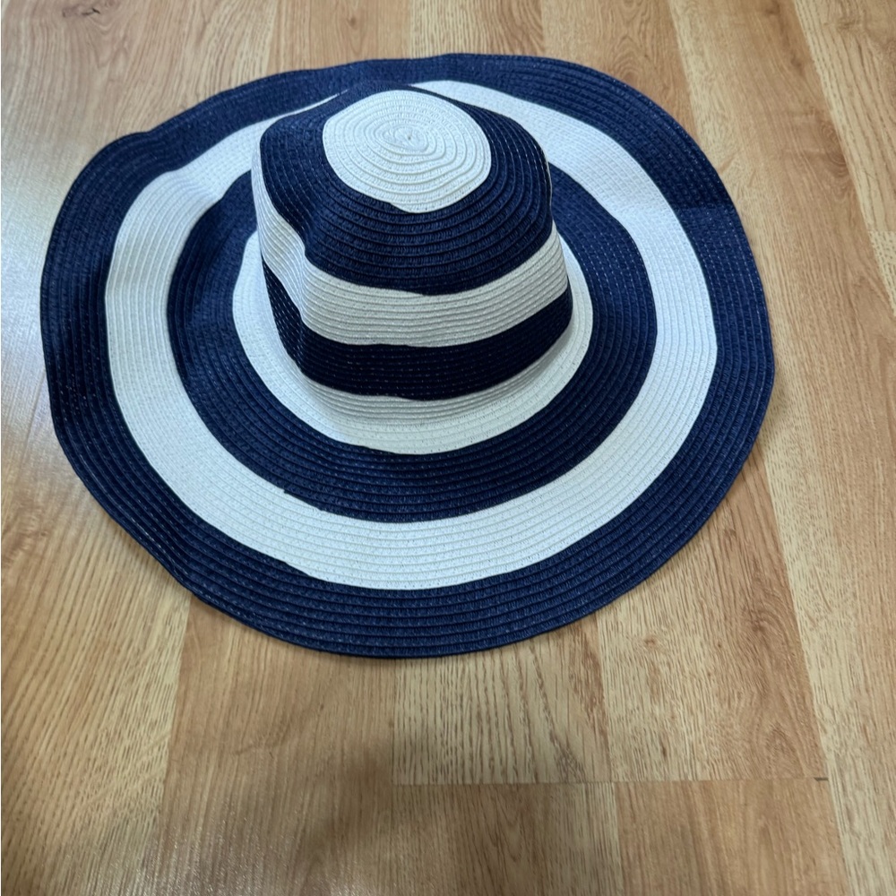 Blue and white striped hat